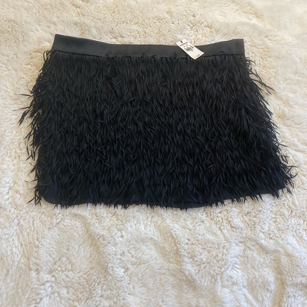 Express NWT Black Fringe Mini Skirt Women’s Size 10 Festival Summer